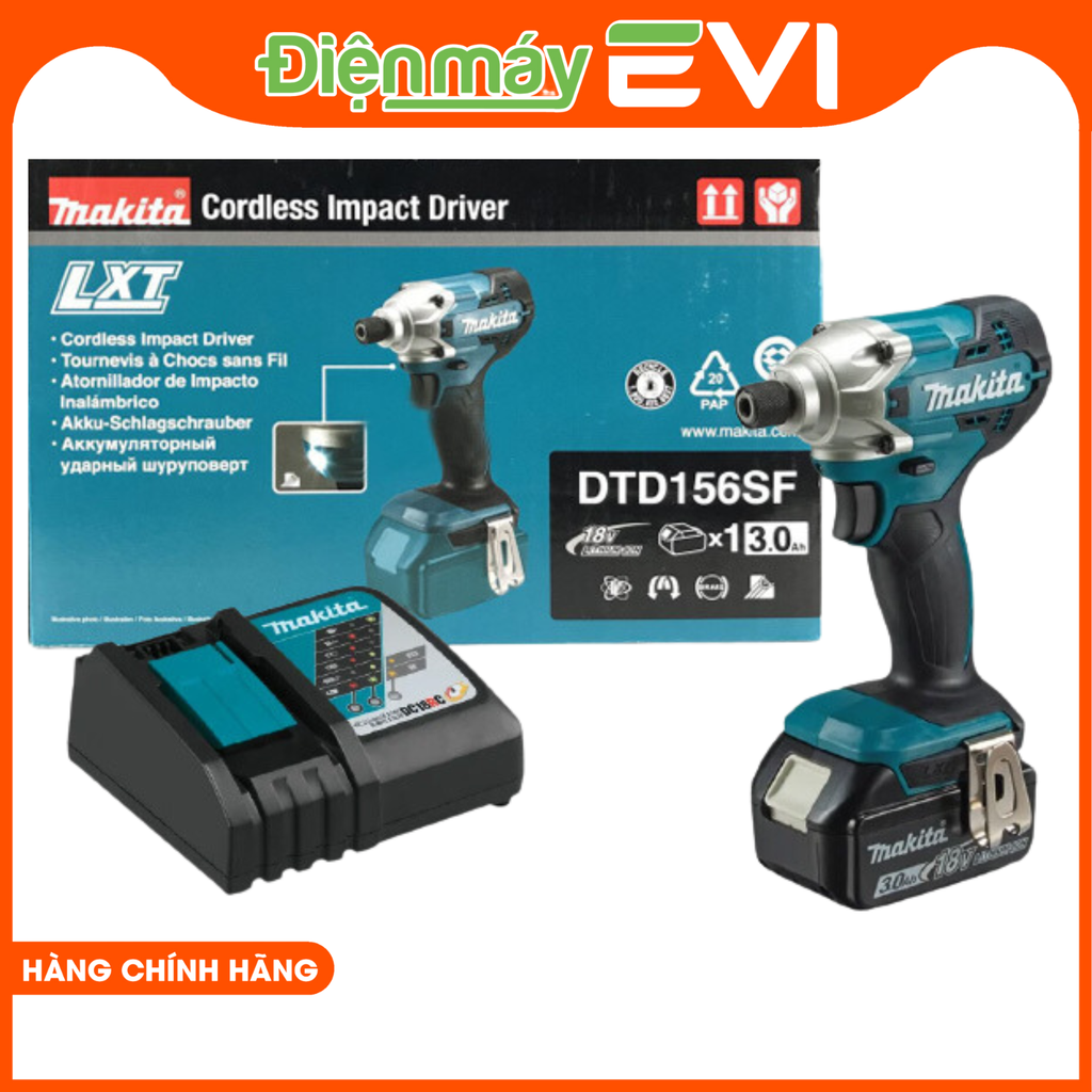 Máy bắn vít chuyên vít pin Makita DTD156SF1J  Tốc độ không tải tối đa 2800 vòng/phút kết hợp lực vặn tối đa 155Nm cùng tốc độ đập 3000 lần/phút