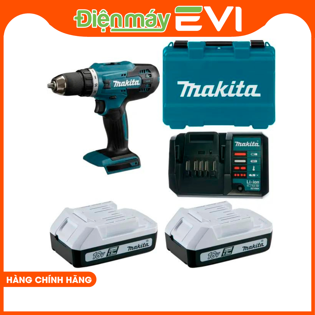 Máy khoan pin cầm tay Makita DF488DWE Được sử dụng để vặn vít và khoan các loại vật liệu như gỗ và thép