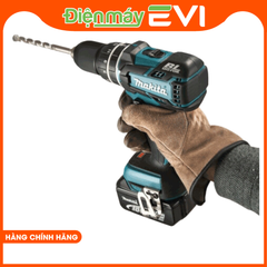 Máy khoan pin cầm tay Makita DHP482RFE Có khả năng khoan được nhiều loại vật liệu khác nhau như thép, gỗ và tường, giúp người dùng linh hoạt trong các công việc khoan và bắt vít