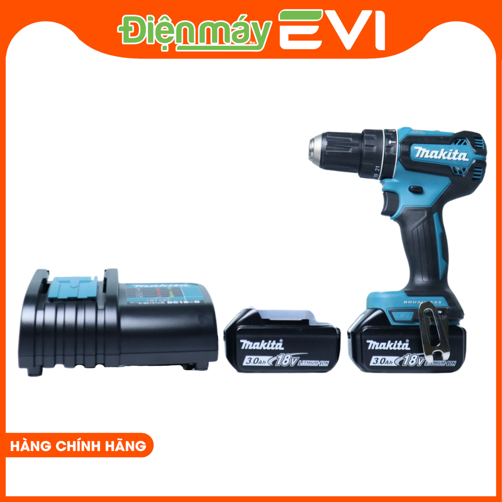 Máy khoan pin cầm tay Makita DHP485SFE Động cơ mạnh mẽ giúp khoan và vặn vít nhanh chóng và hiệu quả hơn