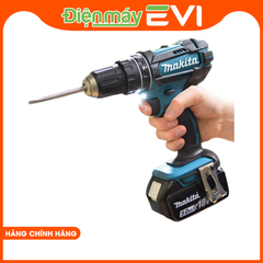 Máy khoan pin cầm tay Makita DHP482RFE Có khả năng khoan được nhiều loại vật liệu khác nhau như thép, gỗ và tường, giúp người dùng linh hoạt trong các công việc khoan và bắt vít