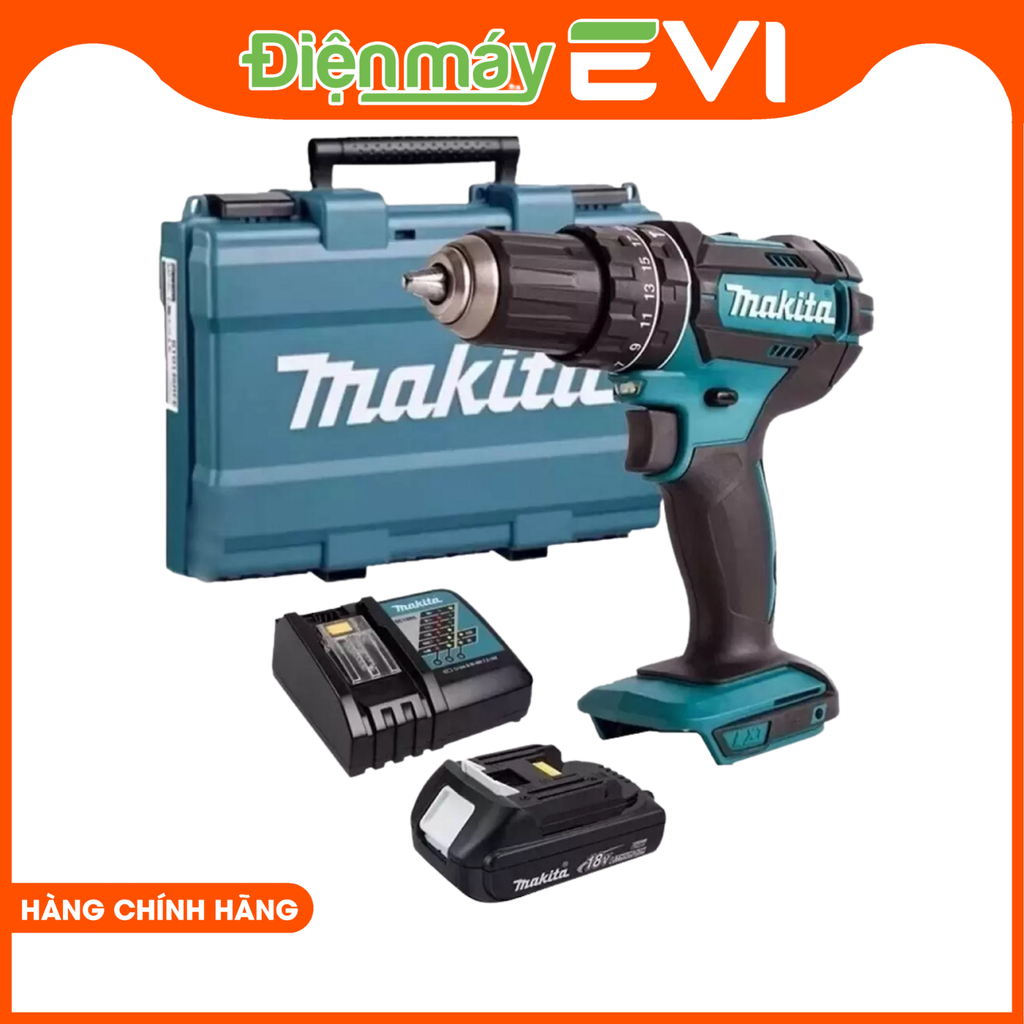 Máy khoan pin cầm tay Makita DHP482RAE Lực siết tối đa : Cứng / Mềm 62Nm / 36Nm, khả năng khoan : Thép/Gỗ/Tường:13/38/13 mm