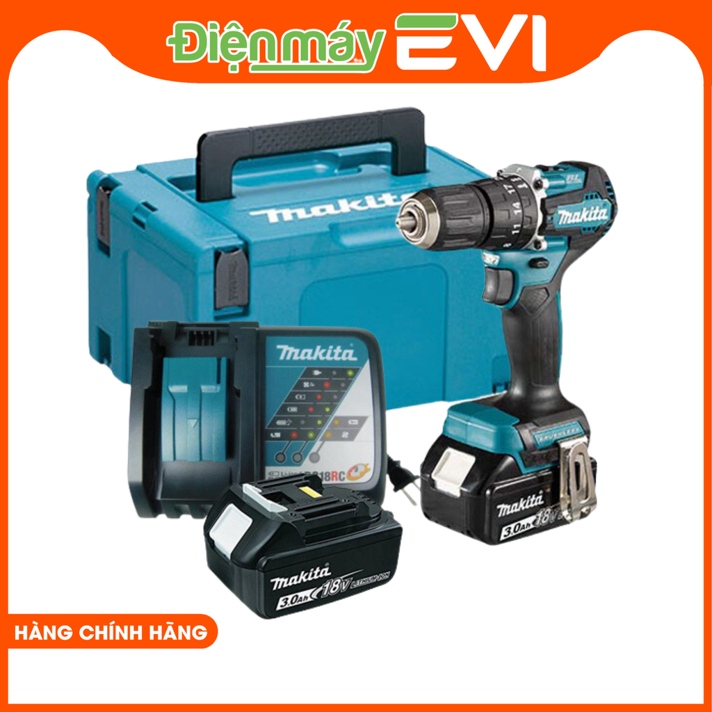 Máy khoan pin cầm tay Makita DHP487RFJ tích hợp chức năng búa để khoan vào vật liệu cứng
