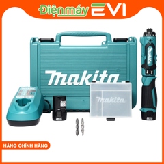 Máy vặn vít dùng ppin Makita  DF012DSE Có thể sử dụng cho cả khoan và vặn vít. Sạc(DC10WA) / 2 pin 1.5Ah(BL0715) / Mũi vít (+)(+)(784202-3) / Mũi vít (+)(+)(784243-9)