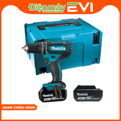 Máy khoan pin cầm tay Makita DHP482RFE Có khả năng khoan được nhiều loại vật liệu khác nhau như thép, gỗ và tường, giúp người dùng linh hoạt trong các công việc khoan và bắt vít