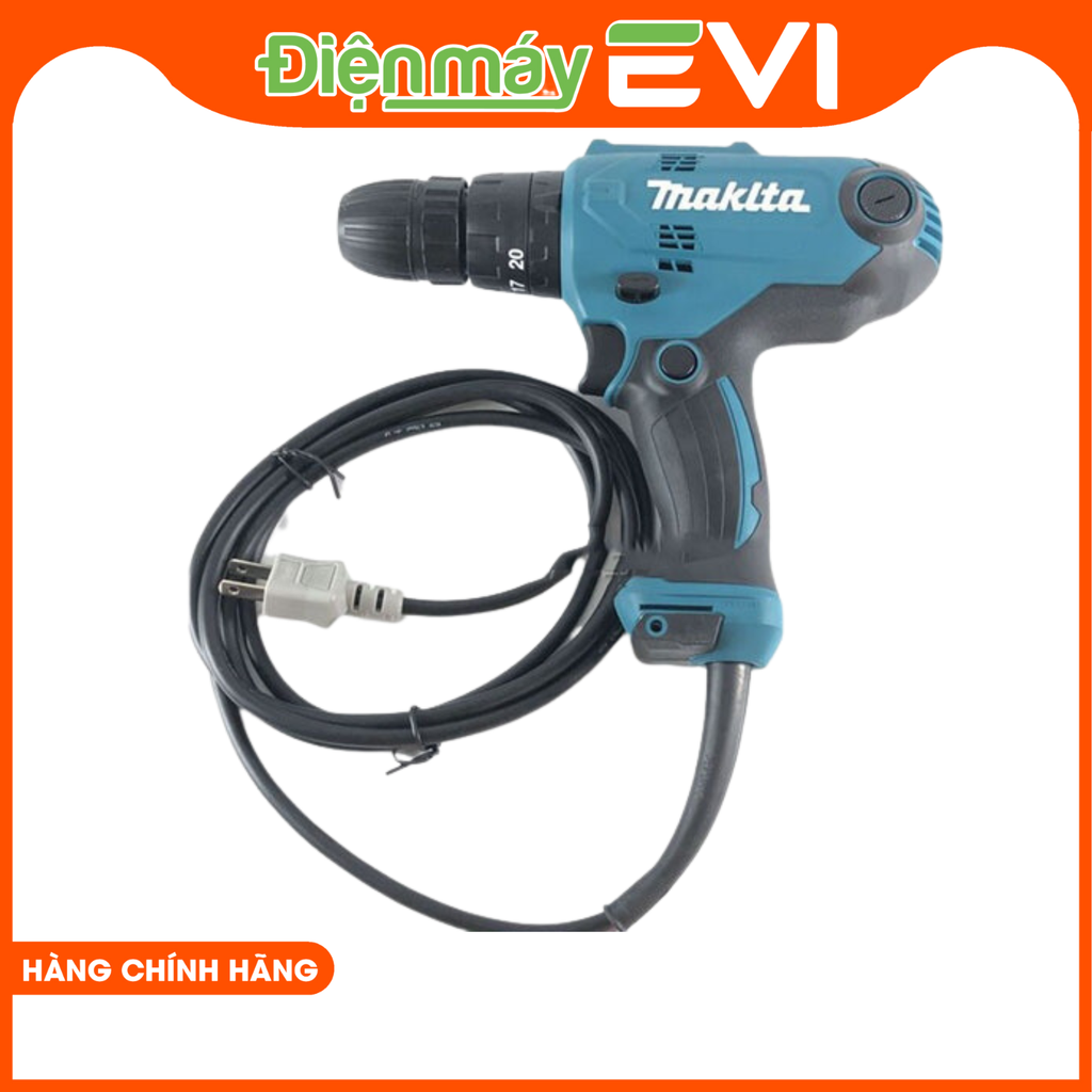 Máy khoan búa và vặn vít điện Makita HP0300  Được trang bị động cơ mạnh mẽ, cho hiệu suất làm việc cao. Chức năng khoan và vặn vít kép tiện lợi cho công việc thay đổi nhanh chóng