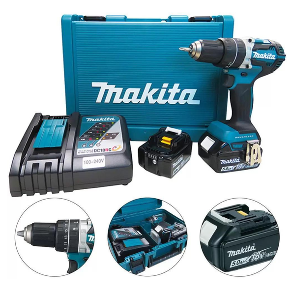 Máy khoan pin cầm tay Makita DHP484RTE Công suất khoan và vặn vít mạnh mẽ. Có khả năng điều chỉnh tốc độ và lực siết