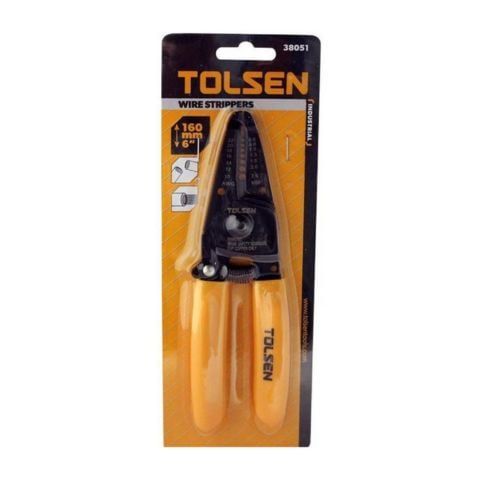 Kìm tuốt dây Tolsen 38051 160mm  Có thể sử dụng cho dây 1 lõi hoặc nhiều lõi, tuốt được kể cả là đầu dây, cuối dây hay thậm chí ở giữa đoạn dây