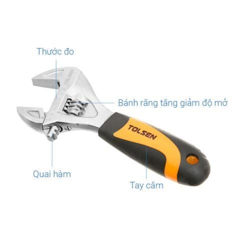 Mỏ lết mini Tolsen 15280 Siết được nhiều loại ốc vít nhờ độ mở có thể điều chỉnh 0-30 mm