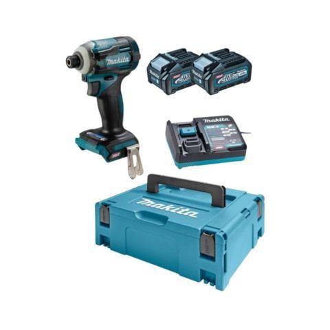 Máy bắn vít chuyên vít dùng pin Makita TD001GM201 Lực siết tối đa lên đến 220Nm. Được trang bị 2 pin 4.0Ah và sạc nhanh