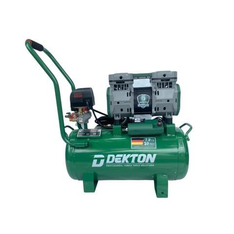 Máy nén khí không dầu 30L Dekton DK-AC3930Plus Motor sử dụng dây đồng thời gian nén khí cứ 57 giây là nạp đủ 30L hơi. Công suất 2HP