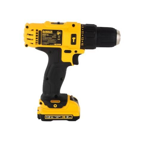 Máy khoan vặn vít dùng pin Dewalt DCD716D2-GB Khả năng khoan lên đến 20mm trên gỗ và 8mm trên tường.