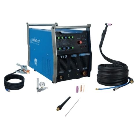 Máy hàn TIG Hồng Ký TIG 300XPro sử dụng kim TIG từ 1.6 - 3.2mm, hỗ trợ hàn que 2.6 - 5.0mm