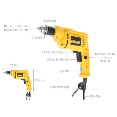 Máy khoan sắt cầm tay Dewalt DWD014-B1 Công suất 550W, tốc độ không tải tối đa đến 2800 vòng/phút