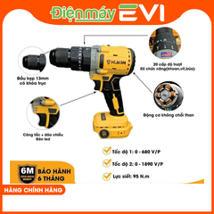 Máy khoan pin HuKan F88 ba chức năng khoan, búa, vít lực siết 95Nm. Máy nguyên bộ 2 pin, 1 sạc giúp tiết kiệm chi phí mua pin, sạc rời