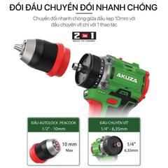 Máy khoan pin Akuza K6 Trang bị hai chức năng 2IN1 (gồm 2 pin 16.8V, sạc & túi Akuza)