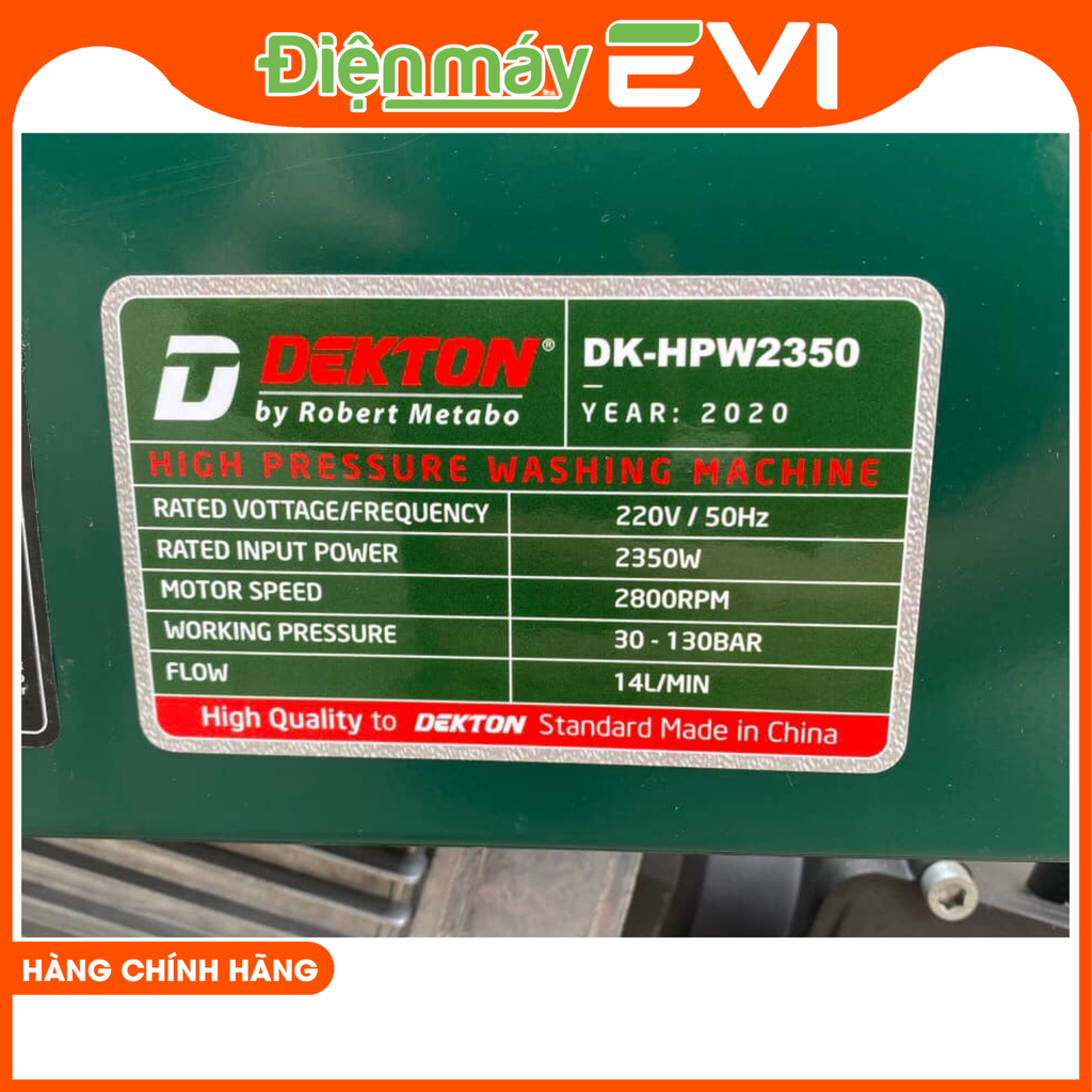 Máy rửa xe áp lực cao Dekton DK-HPW2350 hoạt động với công suất lớn 2350W, áp lực lớn 130bar lõi đồng 100%