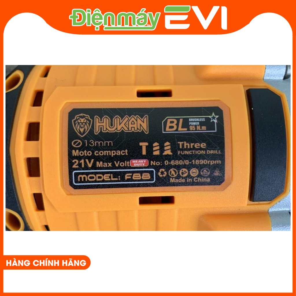 Máy khoan pin HuKan F88 ba chức năng khoan, búa, vít lực siết 95Nm. Máy nguyên bộ 2 pin, 1 sạc giúp tiết kiệm chi phí mua pin, sạc rời