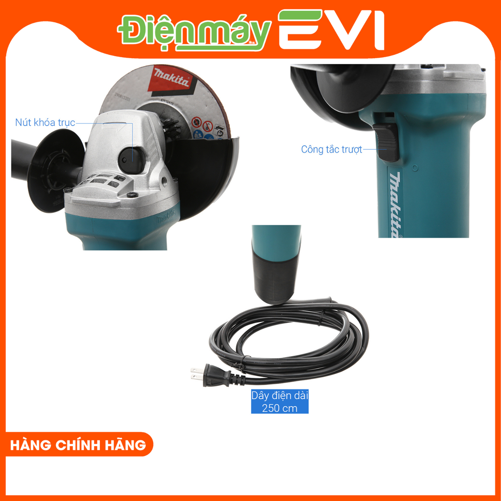 Máy mài điện Makita M9558HN Công suất 840W đi cùng tốc độ không tải khoảng 11000 vòng/phút khá mạnh mẽ. Nhờ đó máy mài này có thể mài bóng loáng các bề mặt trong thời gian ngắn, tăng năng suất lao động, giảm công sức cho người dùng