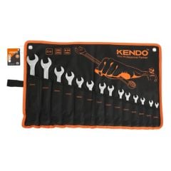 Bộ cờ lê 2 đầu vòng miệng bằng thép Cr-V 14 cái (6 - 24mm) Kendo-15246