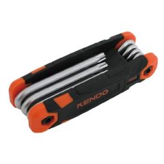 Bộ lục giác hoa thị bằng thép Cr-V kiểu gấp gọn (1 bộ = 8 cái) Kendo-20718