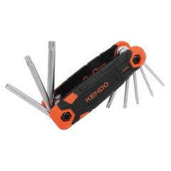 Bộ lục giác hoa thị bằng thép Cr-V kiểu gấp gọn (1 bộ = 8 cái) Kendo-20718