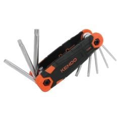Bộ lục giác bằng thép Cr-V kiểu gấp gọn (1 bộ = 8 cái) Kendo-20717