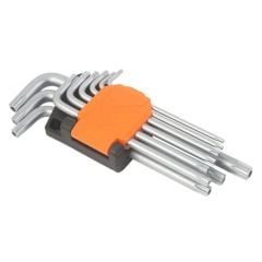 Bộ lục giác đầu hoa thị chữ L loại dài bằng thép Cr-V (1 bộ 9 cái) Kendo-20743