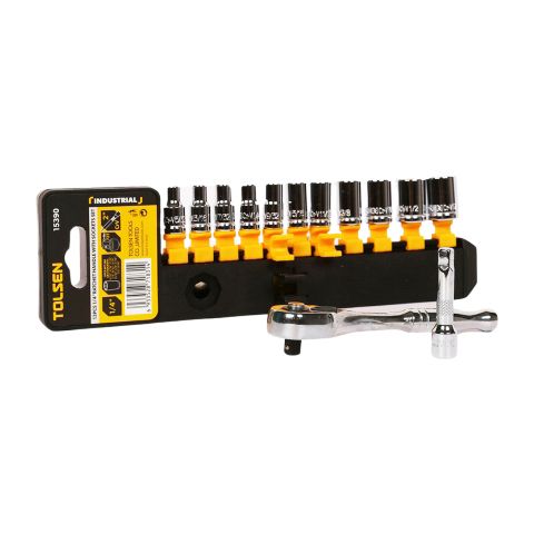 Bộ tuýp 13 chi tiết Tolsen 15390 cần tự động 72T thao tác nhanh hơn