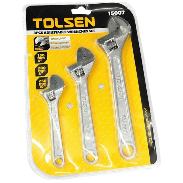 Bộ 3 mỏ lết Tolsen 15007 Chất liệu hợp kim thép độ bền cao, chịu lực tốt