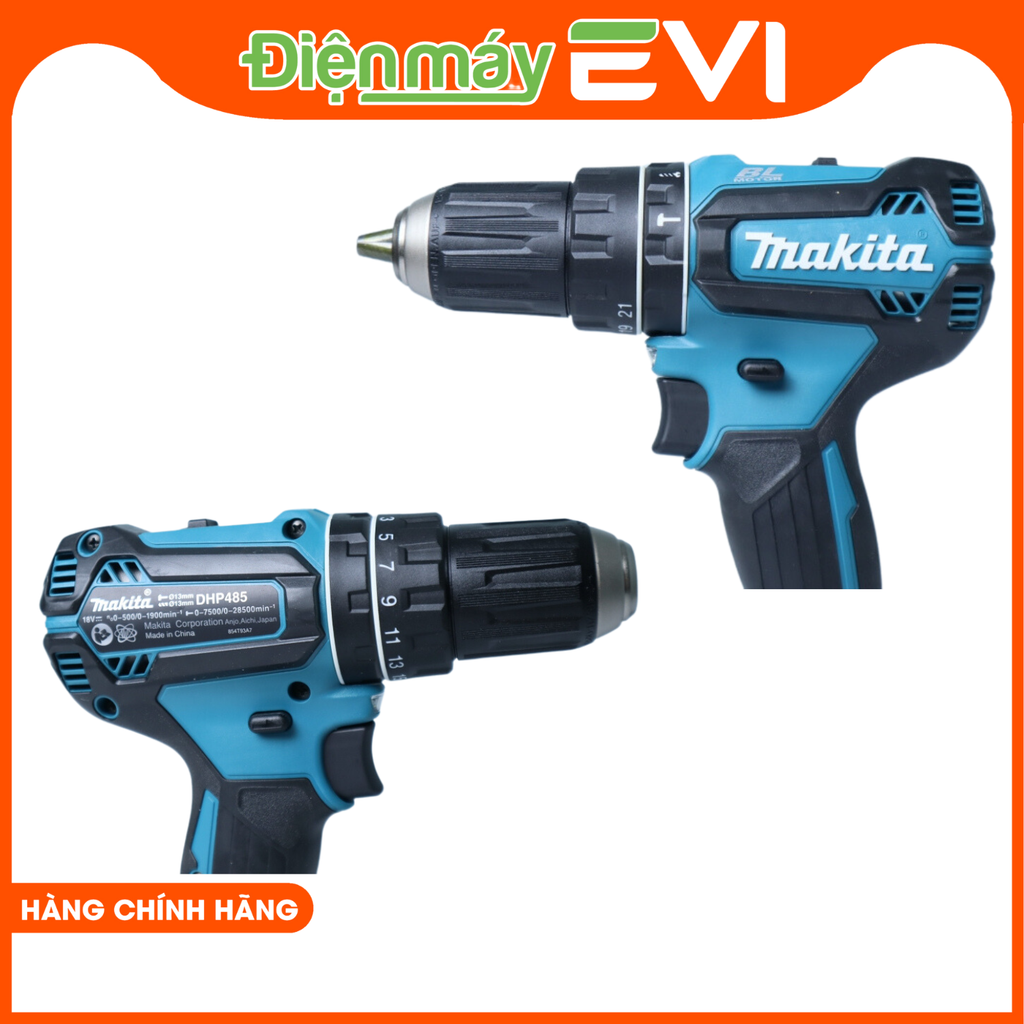 Máy khoan pin cầm tay Makita DHP485SFE Động cơ mạnh mẽ giúp khoan và vặn vít nhanh chóng và hiệu quả hơn