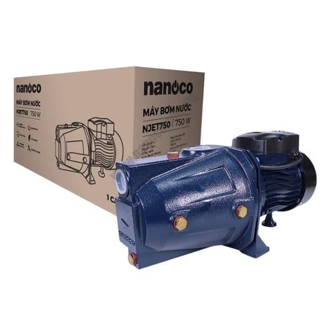 Máy bơm đầu JET Nanoco NJET750 Thiết kế đường ống hút xả lớn 25mm cho khả năng bơm nước nhanh hơn