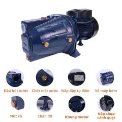 Máy bơm đầu JET Nanoco NJET750 Thiết kế đường ống hút xả lớn 25mm cho khả năng bơm nước nhanh hơn