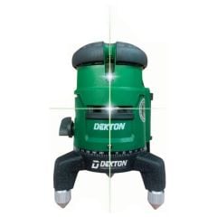 Máy cân bằng laser Dekton DK-LS0501 Sử dụng 5 tia xanh bao gồm 1 tia ngang, 1 tia dọi tâm và 4 tia đứng