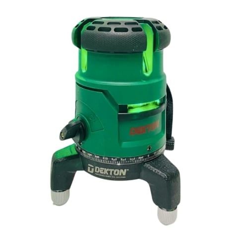 Máy cân bằng laser Dekton DK-LS0501 Sử dụng 5 tia xanh bao gồm 1 tia ngang, 1 tia dọi tâm và 4 tia đứng