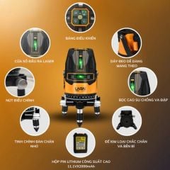 Máy cân bằng laser 5 tia xanh Laisai LSG6860D tự động cân bằng tia sáng chỉ trong 5 giây và độ chính xác ±1mm/10m