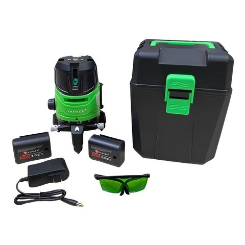 Máy cân bằng laser Yamasu YMS-122 Trang bị 4 tia đứng, 1 tia ngang và 1 tia dọi tâm.