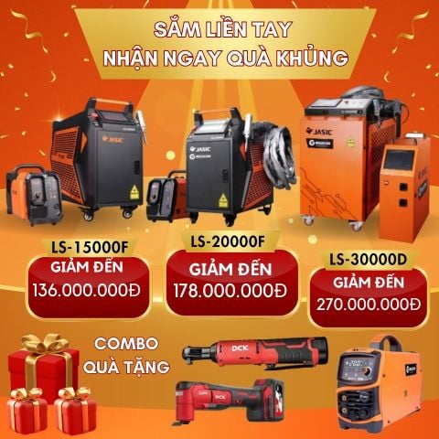 Máy hàn laser Jasic LS 20000F đầu cấp 2 dây bù, tích hợp 3 chức năng Hàn - Cắt - Tẩy