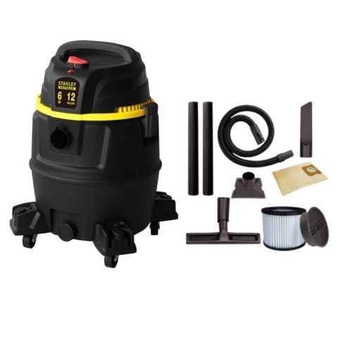 Máy hút bụi công nghiệp Stanley SL19501P-12A Trang bị ba chức năng thổi, hút bụi khô và ướt. Công suất 4500W motor 2 tầng