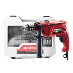 Máy khoan cầm tay Kyocera PD-750K Công suất 750W Chức năng khoan đảo chiều, giúp tháo các mũi khoan bị kẹt hoặc xoắn.