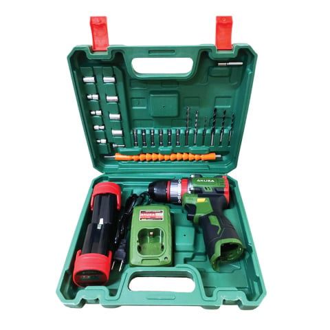 Máy khoan pin đầu kẹp Akuza K4 Pro hộp nhưa đi kèm bên trong bao gồm 24 chi tiết