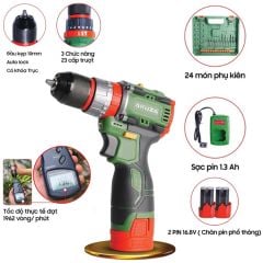 Máy khoan pin đầu kẹp Akuza K4 Pro hộp nhưa đi kèm bên trong bao gồm 24 chi tiết
