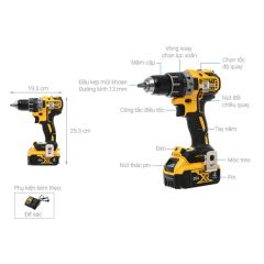 Máy khoan pin Dewalt DCD791M2-B1 Khoan thép 13mm, khoan gỗ 40mm. Tốc độ không tải đến 2000 vòng/phút