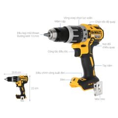 Máy khoan pin Dewalt DCD796N-KR Khoan thép 13mm, khoan gỗ 40mm, khoan tường 13mm