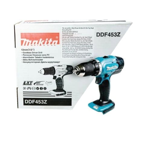 Máy khoan pin cầm tay Makita DDF453Z Công suất khoan cao, có thể khoan được vật liệu cứng như thép và gỗ.