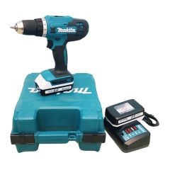 Máy khoan pin cầm tay Makita DF488DWE sử dụng để vặn vít và khoan các loại vật liệu như gỗ và thép