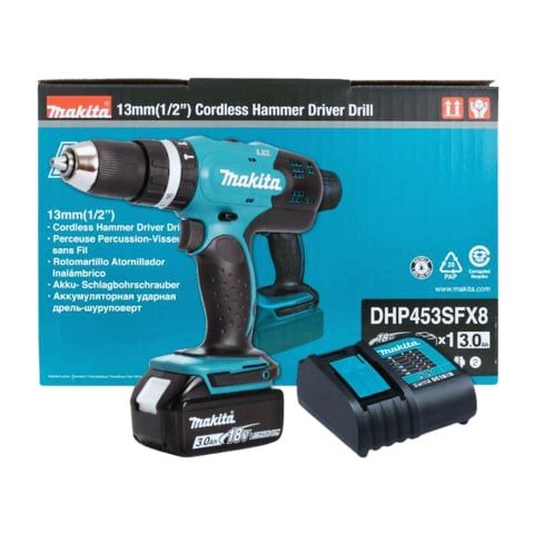 Máy khoan pin cầm tay Makita DHP453SFX8 khả năng khoan và đóng vít trên nhiều loại vật liệu