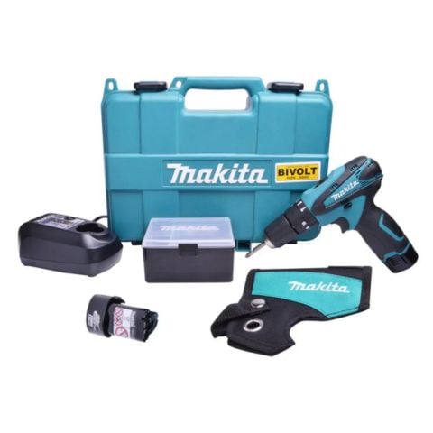 Máy khoan pin cầm tay Makita HP330DWE động cơ mạnh mẽ, khoan và vặn vít hiệu quả trên các vật liệu khác nhau