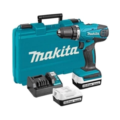 Máy khoan pin cầm tay Makita HP347D001 công suất cao xử lý công việc khoan, búa, và vặn vít nhanh chóng