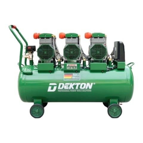 Máy nén khí không dầu 160Lít Dekton DK-AC89160 Thời gian lên hơi đầy bình 1 phút 40 giây. Công suất 9HP / 6750W
